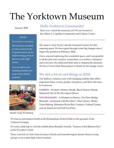 Yorktown Museum January 2025 Newsletter